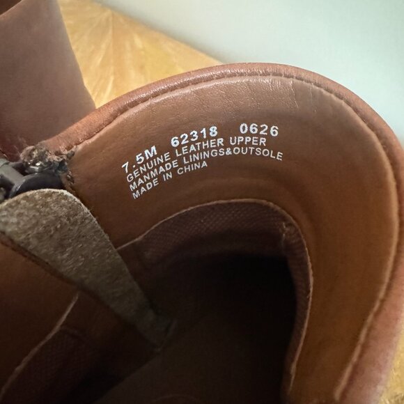 Timberland Genuine Leather Boots Block Heel Booties Distressed Tan Brown 7.5 - Picture 4 of 12